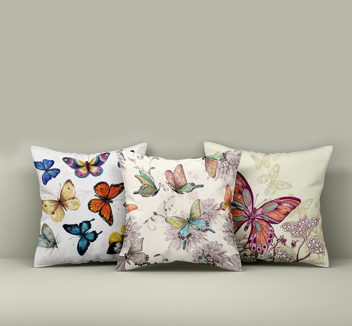 Aberto Design Juego de fundas de cojín Multicolor, 3 piezas, 43 x 43 cm